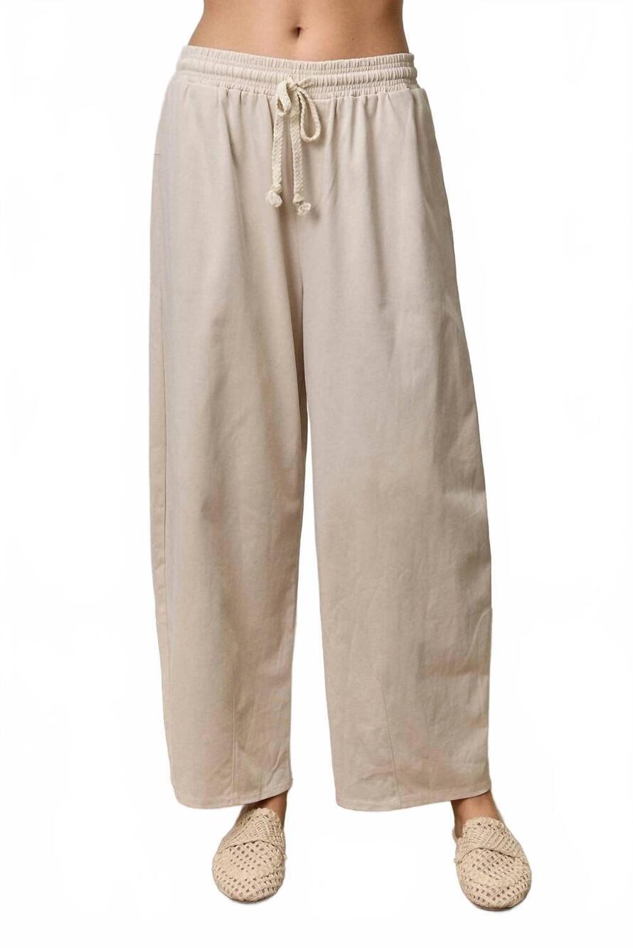 NEW POLAGRAM knit drawstring pants in beige